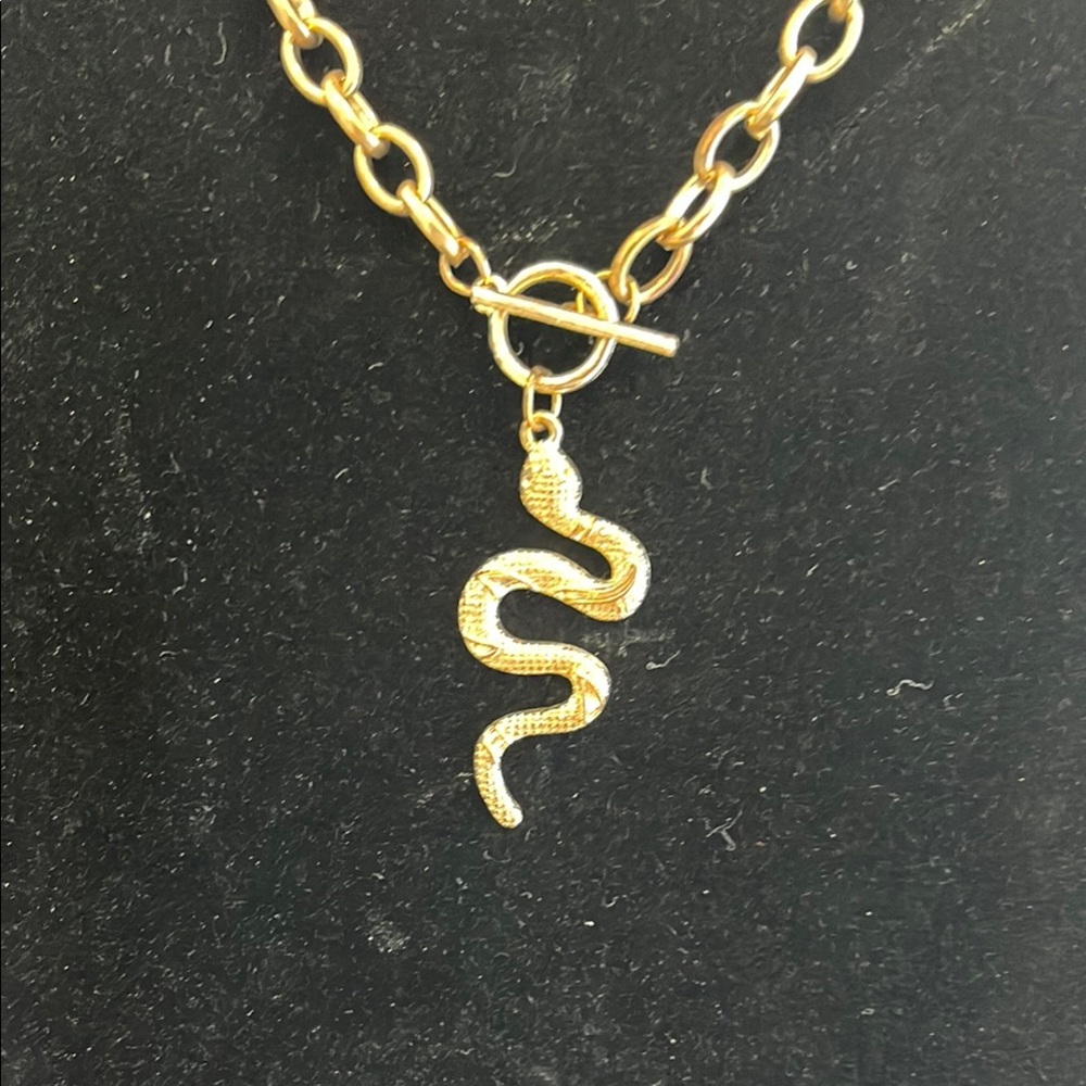 Gold Snake Pendant Necklace - Picture 2 of 5